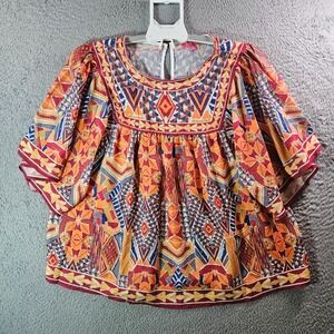 NWOT Flying Tomato Top Blouse Women Medium Geometric Print‎ Colorful